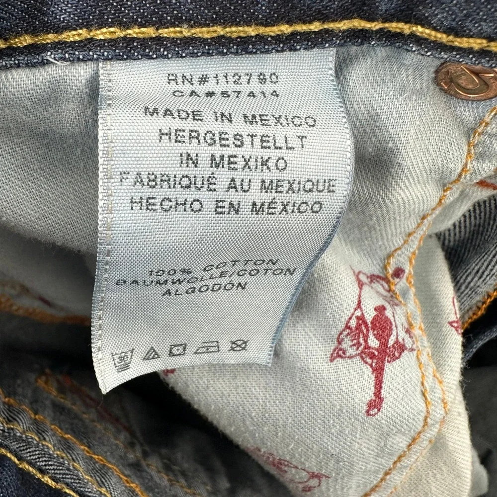 True Religion Mens Skinny Seat Flap Jeans‎ Dark Wash Denim Size 36